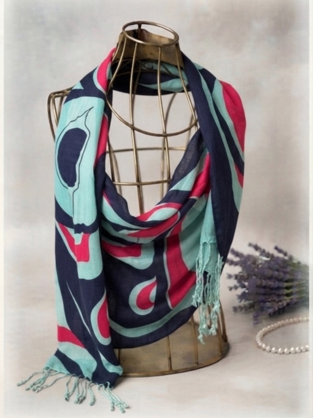 Native Northwest 100% Bamboo Scarf Vibrant Abstract Print Wrap